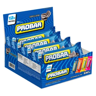 Barra de Proteina Probar Sem Açucar 45g com 12 unidades Cookies and Cream