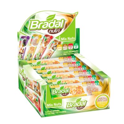 Barra Mix Nuts Bradal Nutri com 12 Unidades na Caixa Sementes e Castanha de Caju