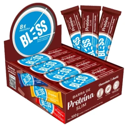 Barra de Proteina Bless Sem Açucar 25g com 12 unidades na caixa Chocolate Avelã
