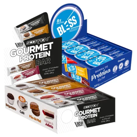 Kit Barra de Proteina Scorpion Gourmet Protein 40g + Barra de Proteina Bless 25g Sem Açúcar