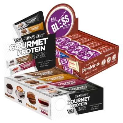 Kit Barra de Proteina Scorpion Gourmet Protein 40g + Barra de Proteina Bless 40g Sem Açúcar
