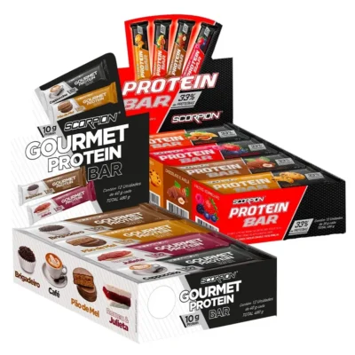 kit Barra de Proteina Gourmet Protein 40g + Scorpion Protein Bar 30g Bradal Nutri