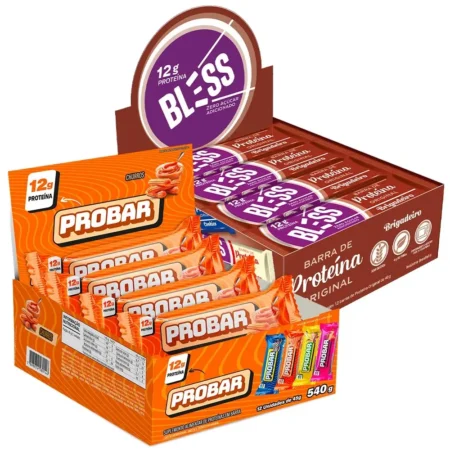 Kit Barra de Proteina Probar 45g Zero Açúcar + Barra de Proteina Bless Zero Açúcar 40g
