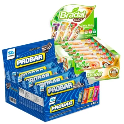 Kit Barra de Proteína Probar 45g Sem Açúcar + Barra de Mix Nuts 30g Bradal Nutri
