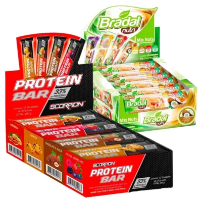 Kit Barra de Proteina Protein Bar 30g com 33% de Proteina + Barra de Mix Nuts 30g Bradal Nutri